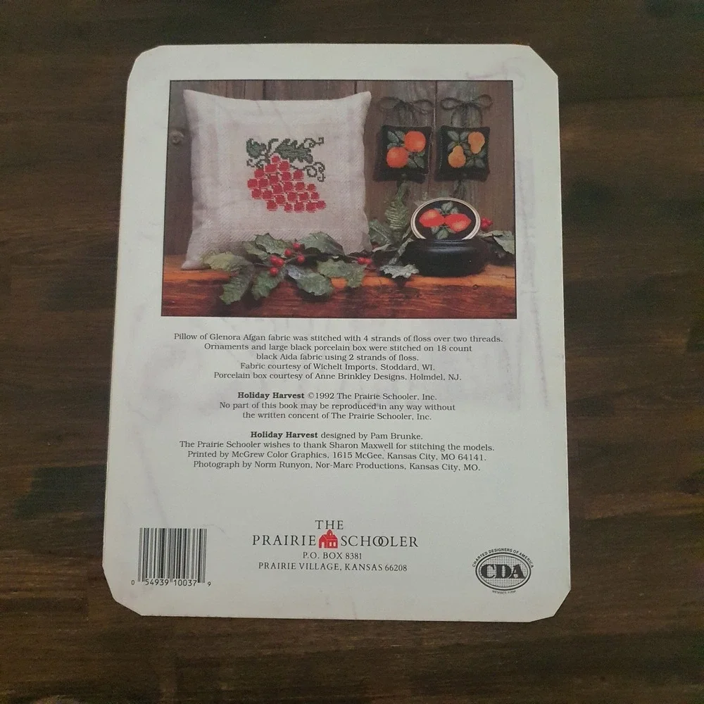 Vintage Cross Stitch Pattern Lot Prairie‎ Schooler RainDrop Linda Myers Fruit